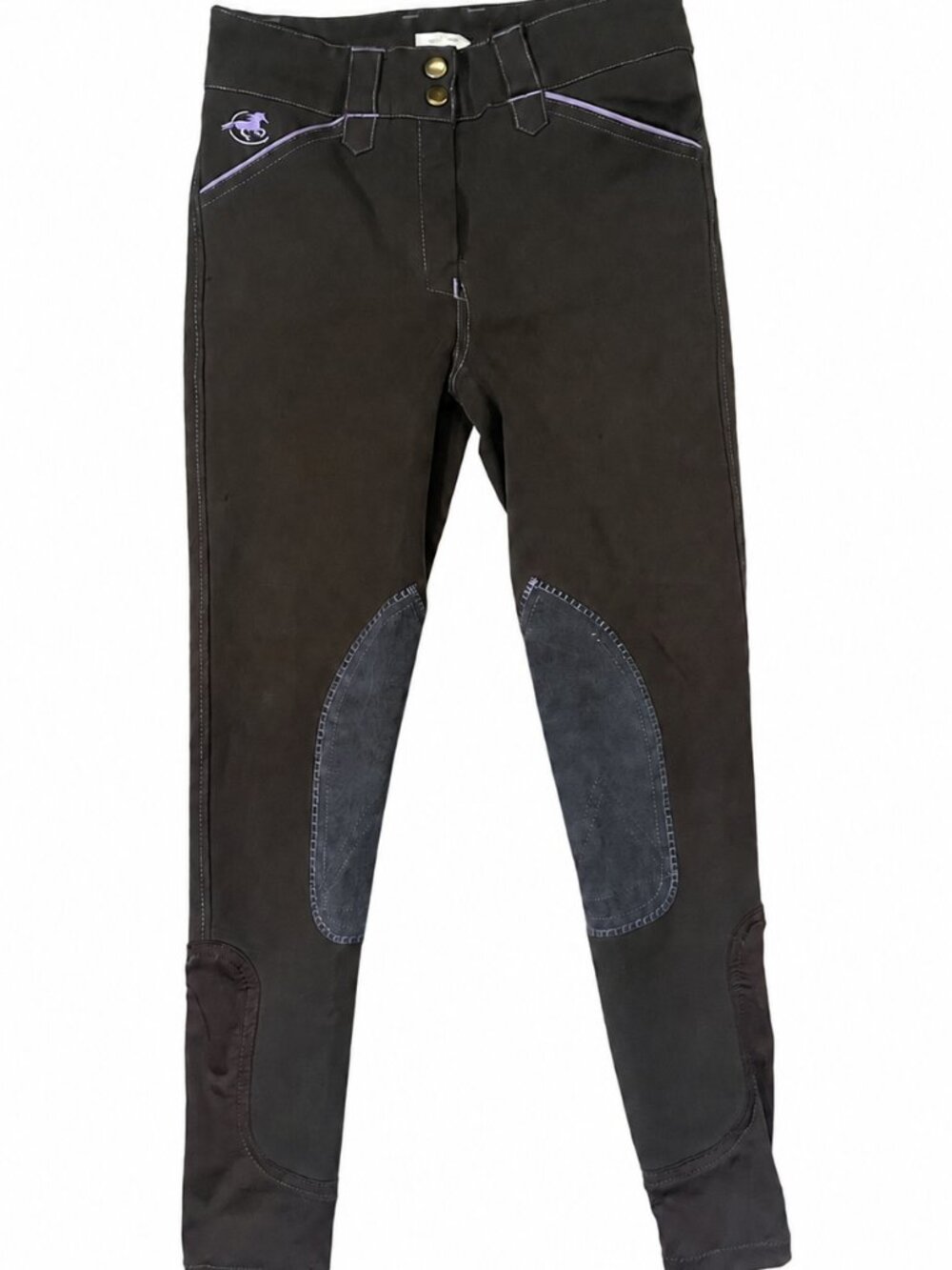 Piper by SmartPak Youth L Gray Purple Riding Breeches